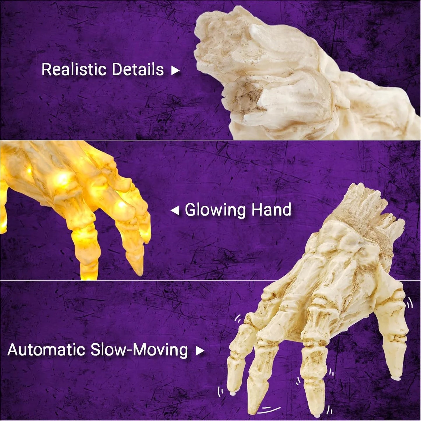 Halloween Animated Decoration, Sound-Activated Crawling Zombie Hand with Spooky Sound - Realistic Haunted House Prop