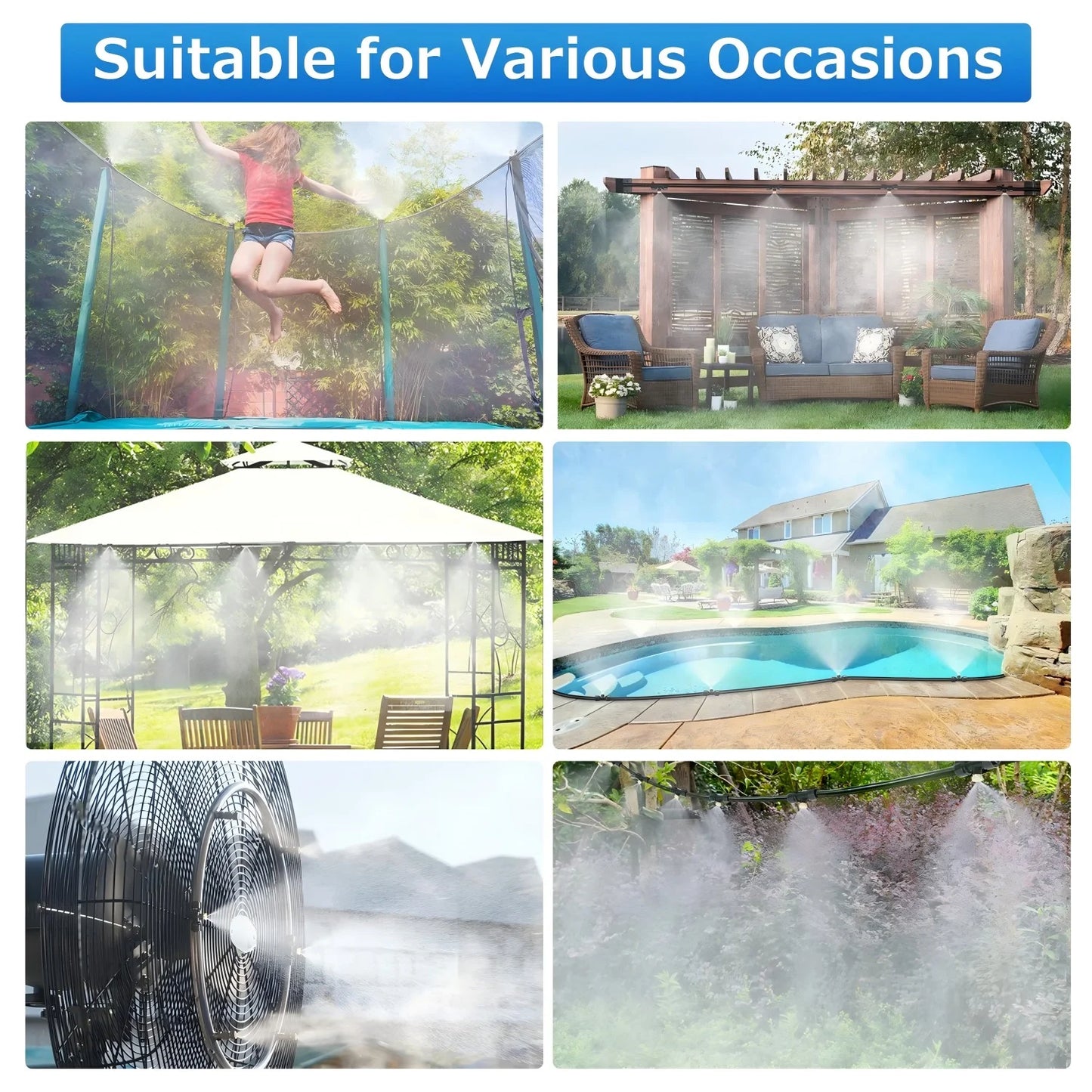 Misting System, misters for patio with 25 Nozzles & Cutter, 66ft pvc Mister