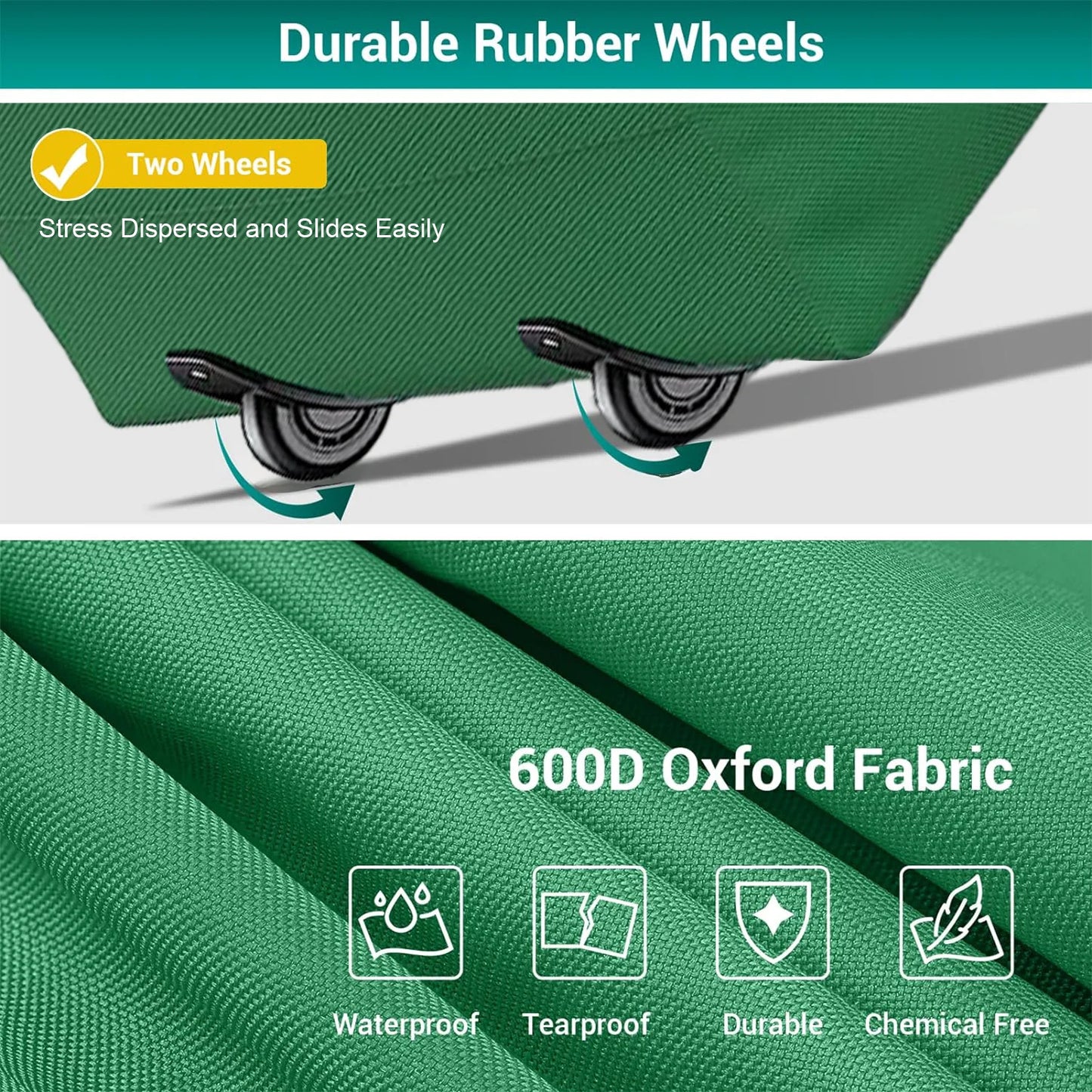 7.5ft Rolling Christmas Tree Storage Bag, Christmas Tree Storage Container with Wheels, 600D, Green