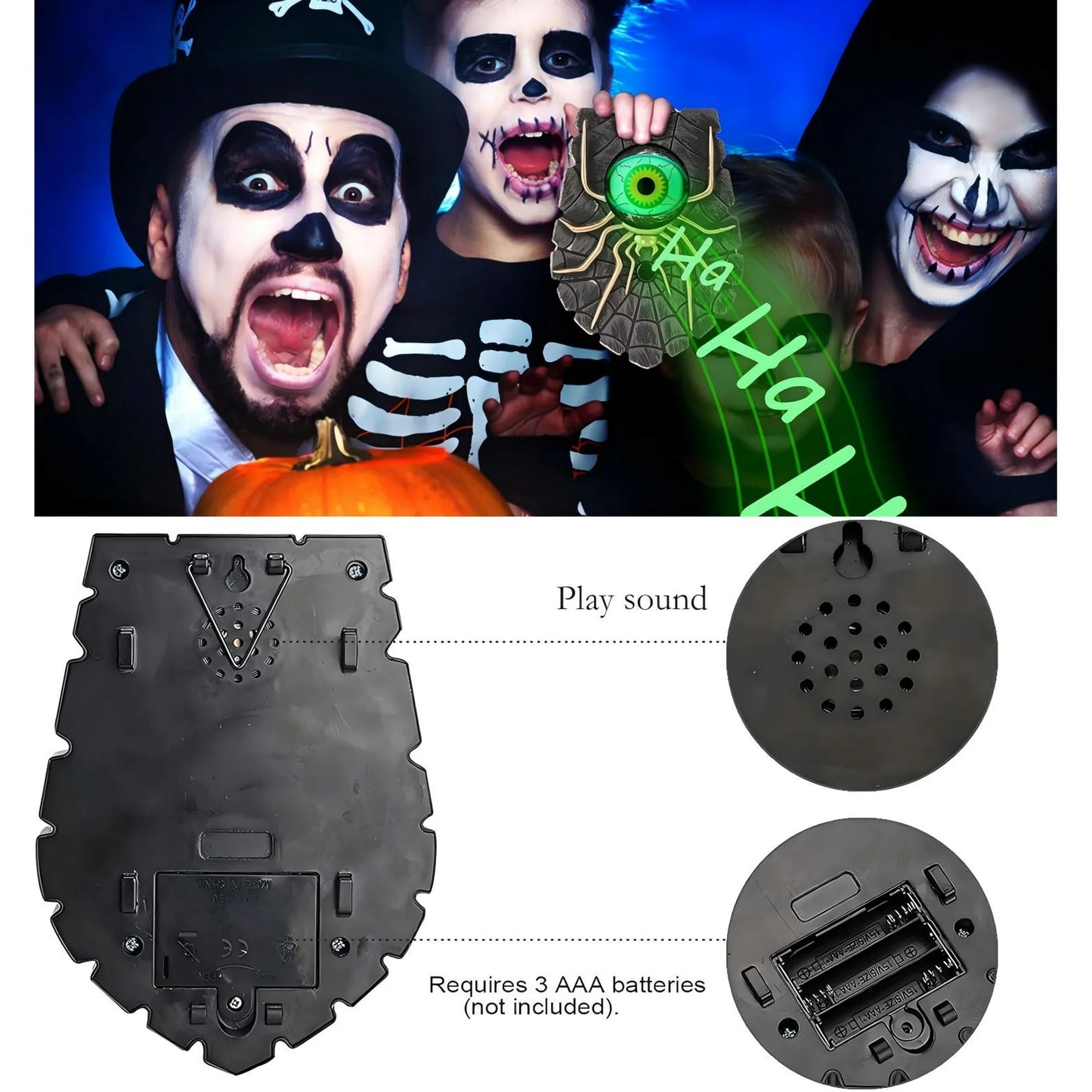 Halloween Doorbell , Outdoor Halloween Spider Doorbell, Halloween Decor Doorbell with Spooky Sounds