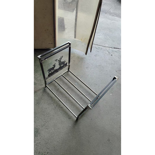 Firewood Rack for Outdoor & Indoor, Small Fireplace Log Holder, Heavy Duty Metal Wood Storage Organizer, Black