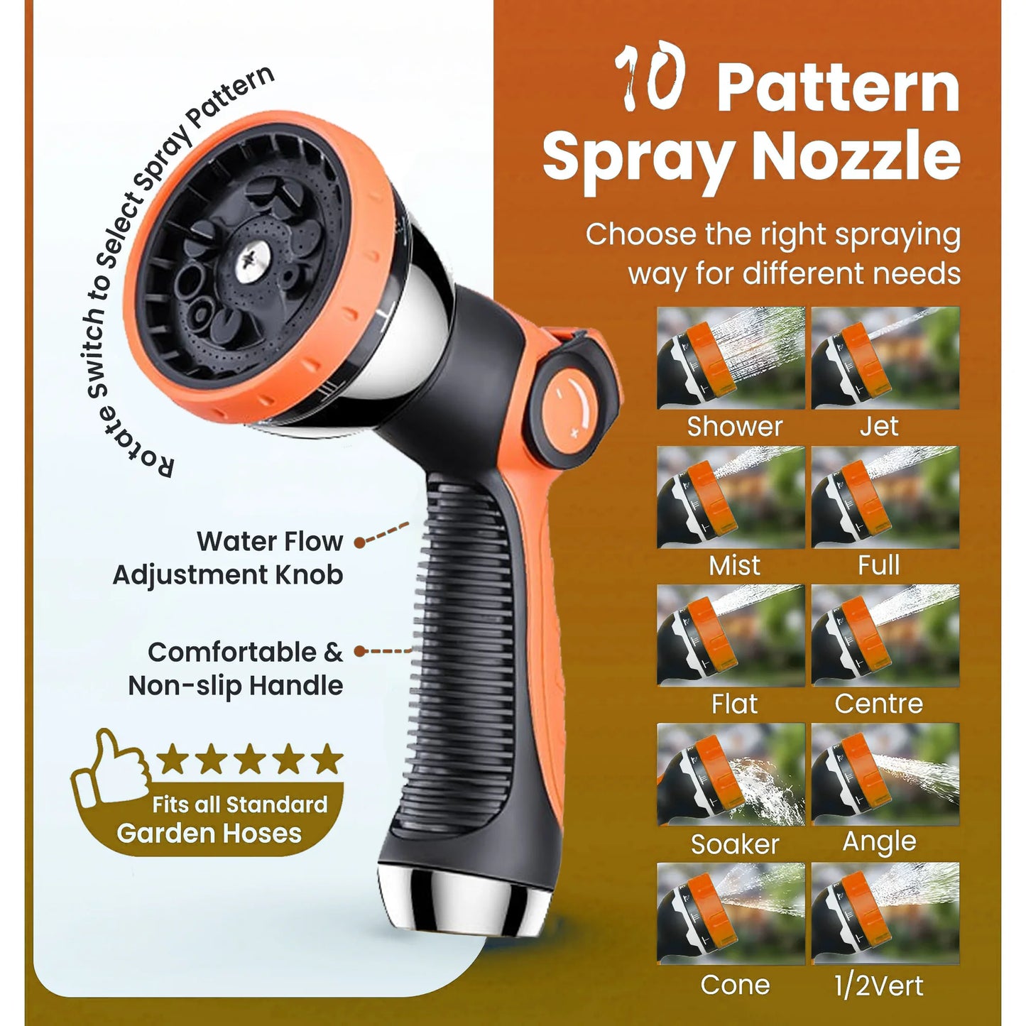 100 ft Metal Garden Hose, Stainless Steel Water Hose with 10 Function Nozzles, No Kinks, Lightweight Hose