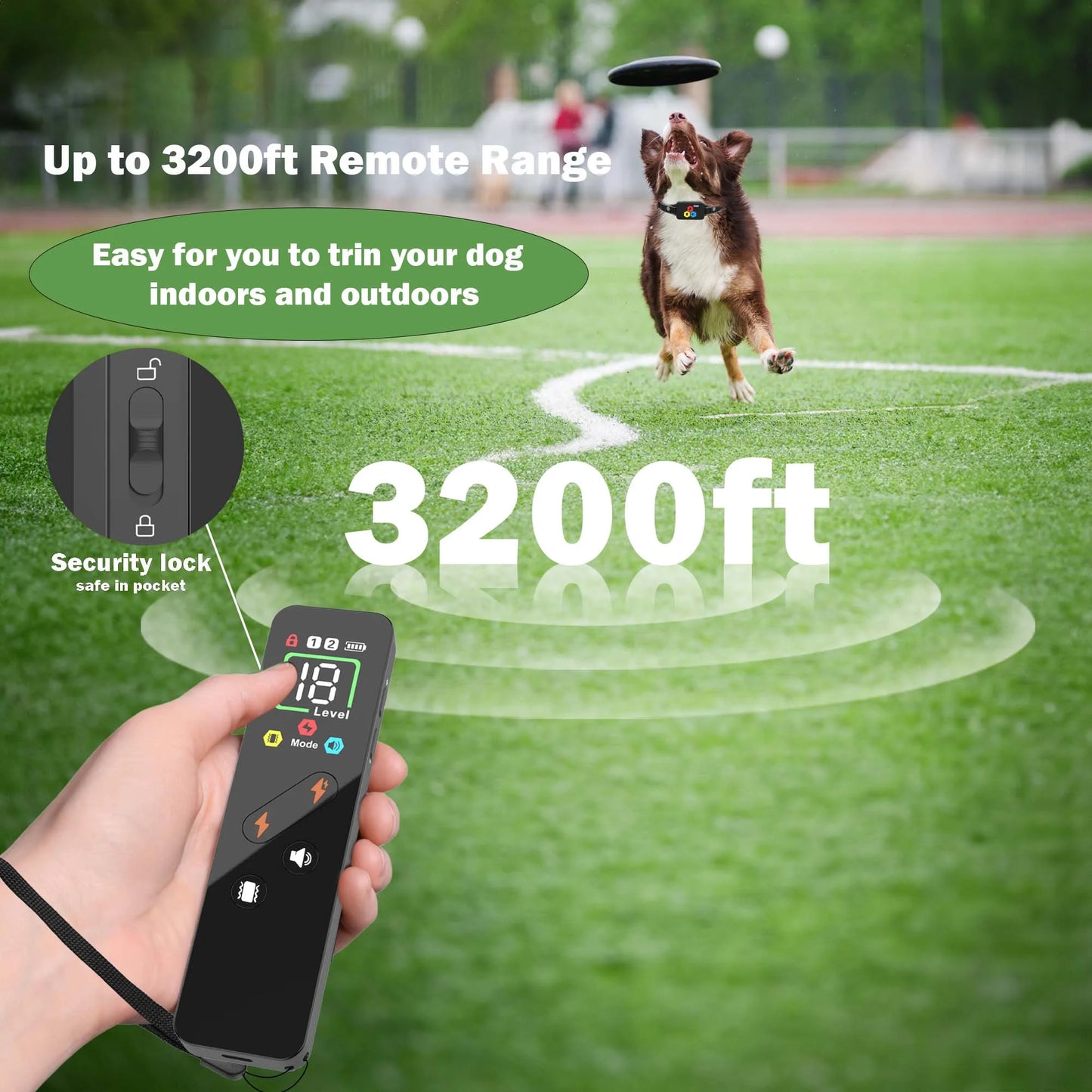 Dog Training Collar, Dog Bark Collar with Remote Range 3200ft 4 Training Modes, 18 Adjustable Sensitivity & Rechargeable (Black)