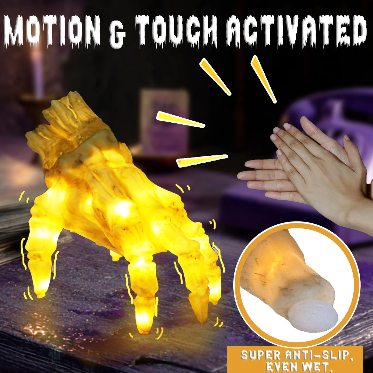 Halloween Animated Decoration, Sound-Activated Crawling Zombie Hand with Spooky Sound - Realistic Haunted House Prop
