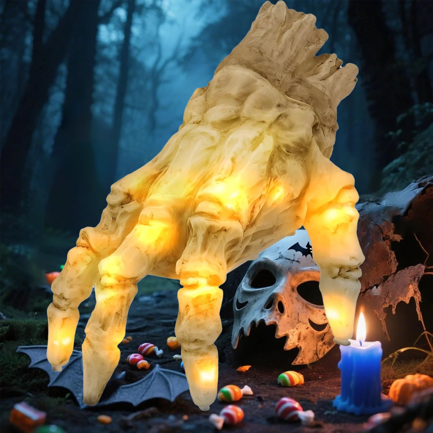 Halloween Animated Decoration, Sound-Activated Crawling Zombie Hand with Spooky Sound - Realistic Haunted House Prop