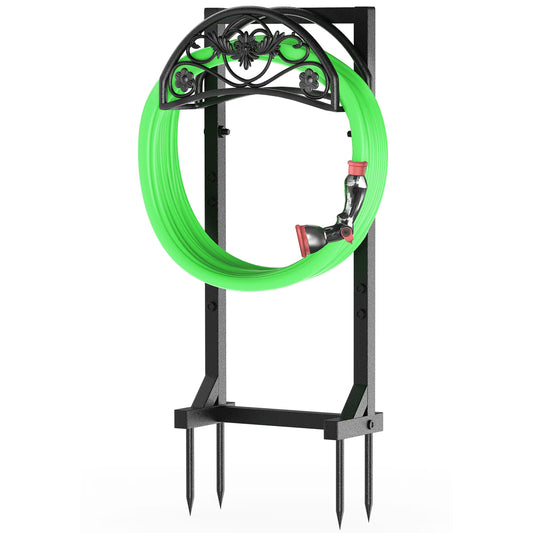 Garden Hose Holder, Freestanding Metal Hose Hanger, Detachable Heavy Duty Water Hose Holder for Outdoor