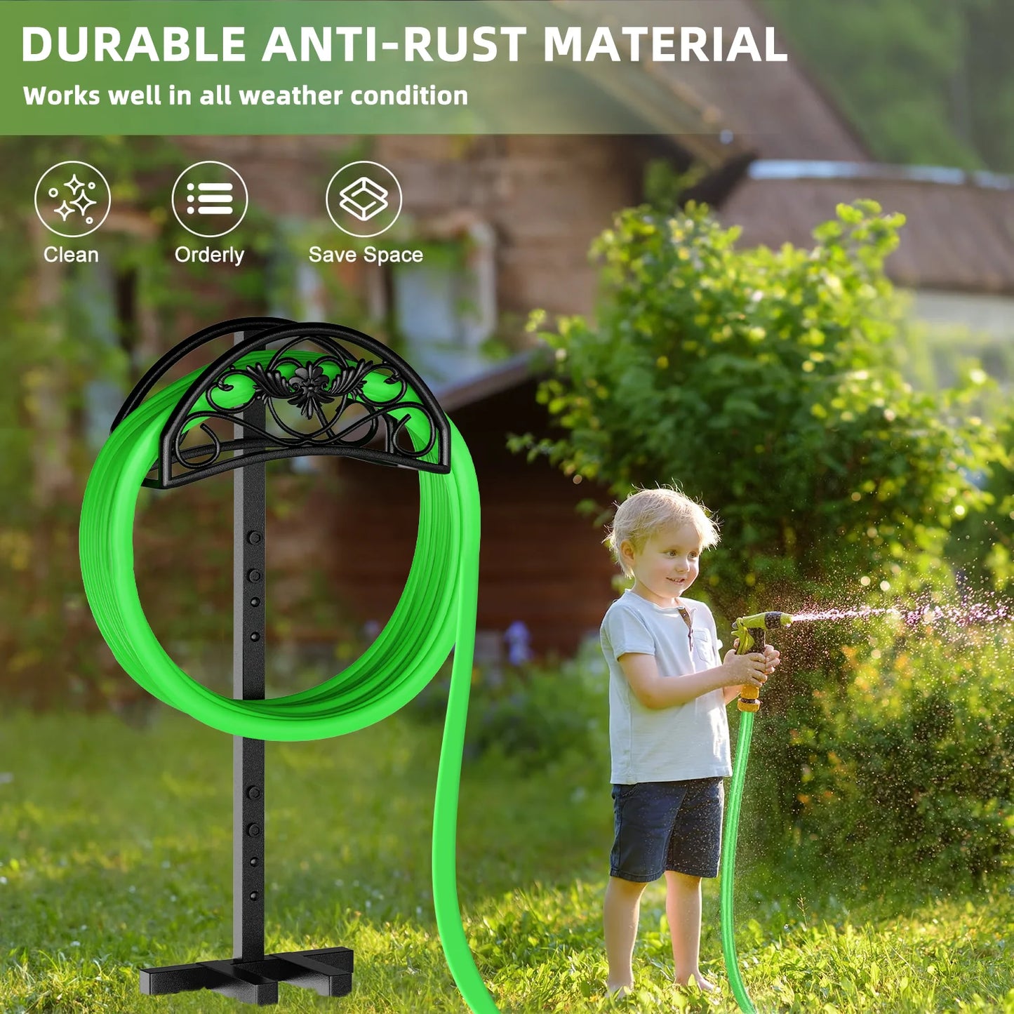 Garden Hose Holder, Freestanding Hose Holder, Detachable Water Hose Holder Holds for Yard & Farm