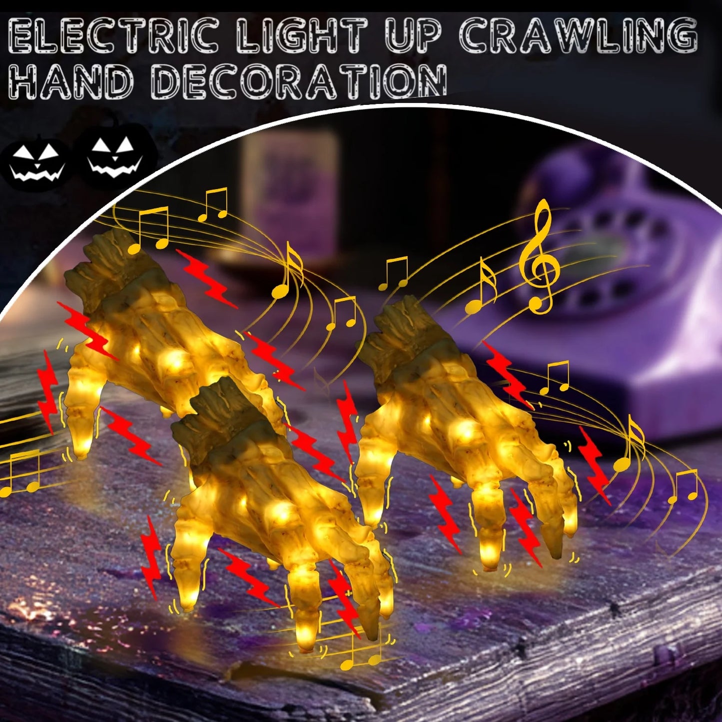 Halloween Animated Decoration, Sound-Activated Crawling Zombie Hand with Spooky Sound - Realistic Haunted House Prop