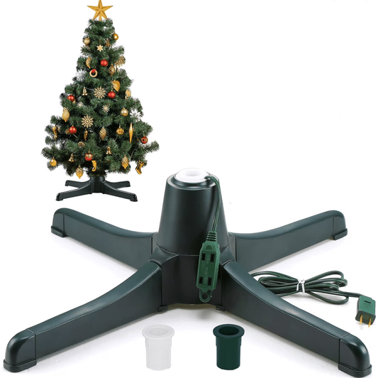 Rotating Christmas Tree Stand, 360 Degree Adjustable Electric Rotating Tree Stand, Suit for Up to 80 pounds & 7.5ft Artificial Tree, and 0.75”, 0.88”, 1.26”D Trees (Green)