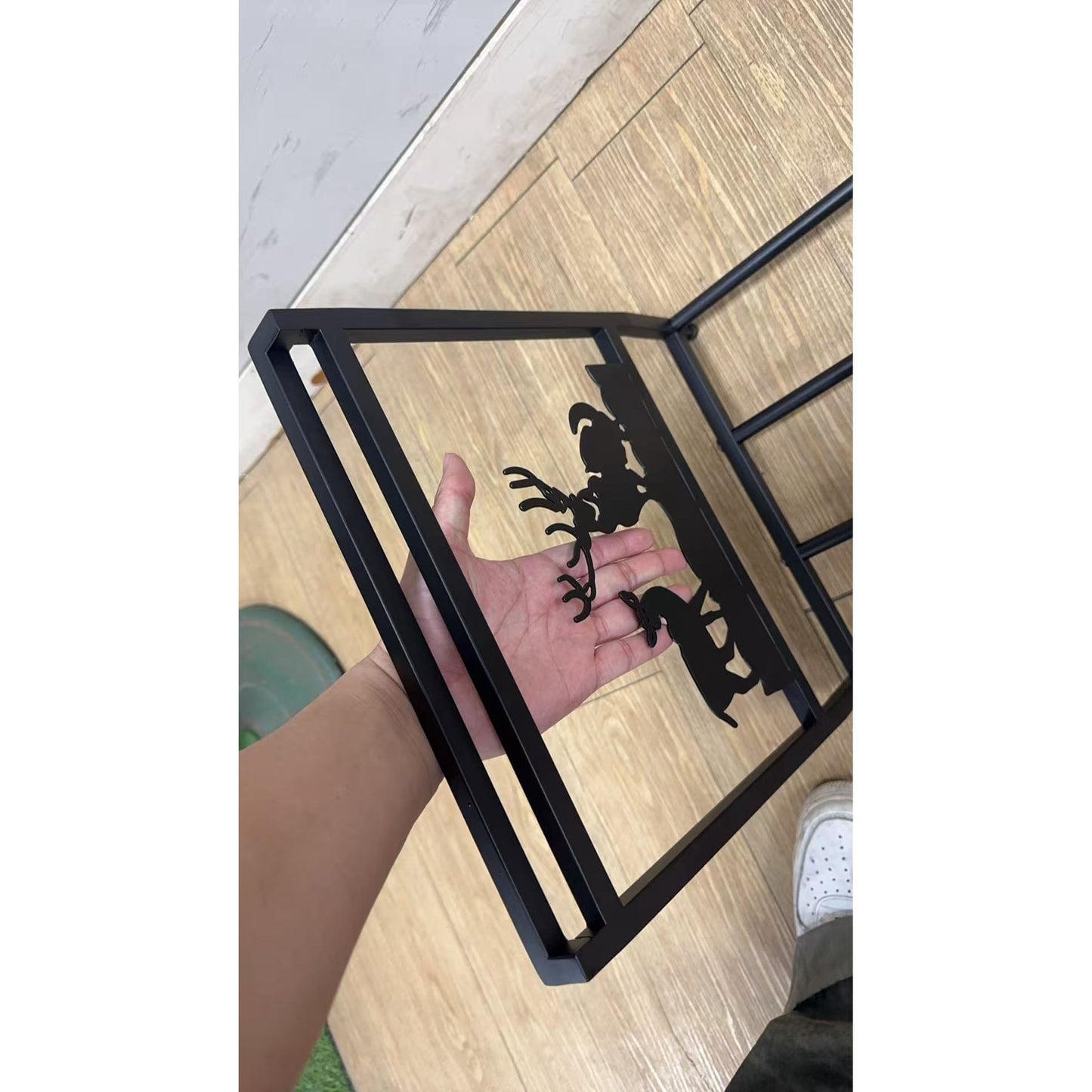 Firewood Rack for Outdoor & Indoor, Small Fireplace Log Holder, Heavy Duty Metal Wood Storage Organizer, Black