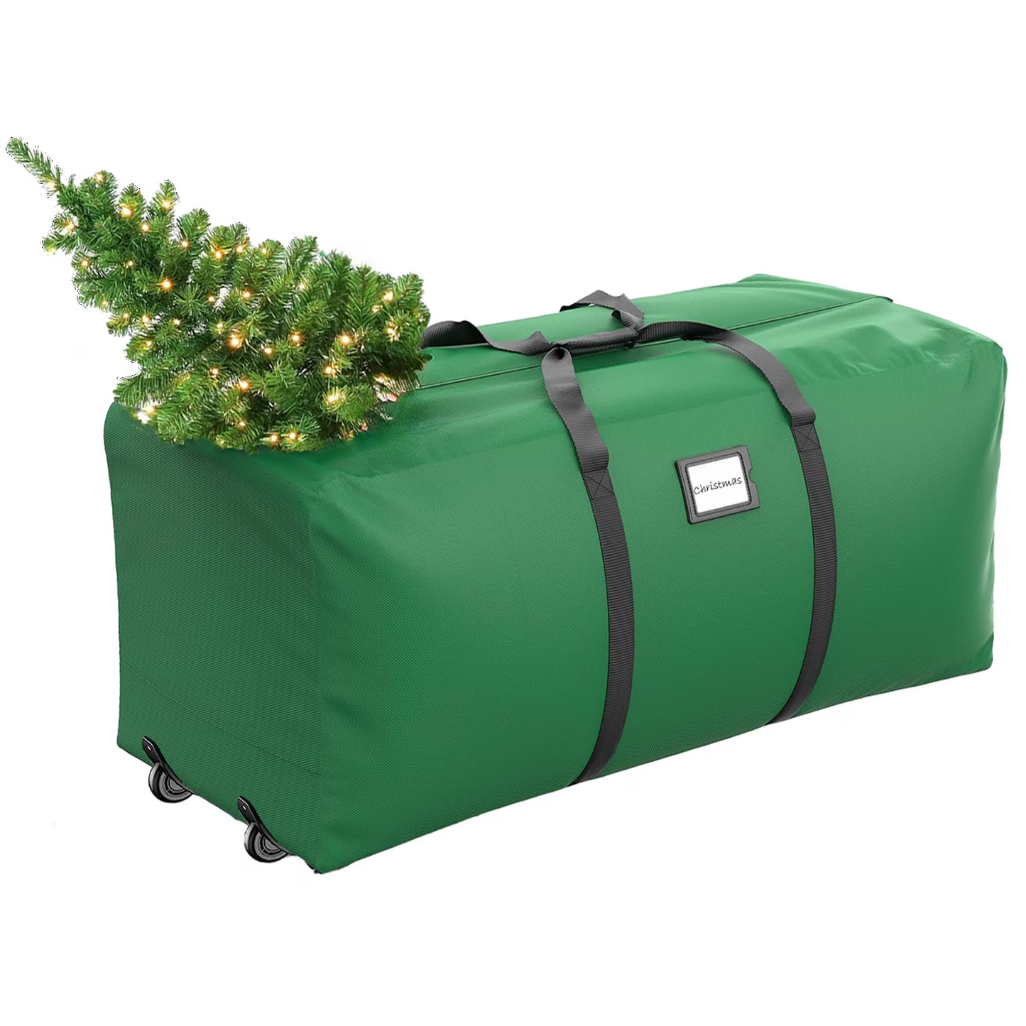 7.5ft Rolling Christmas Tree Storage Bag, Christmas Tree Storage Container with Wheels, 600D, Green