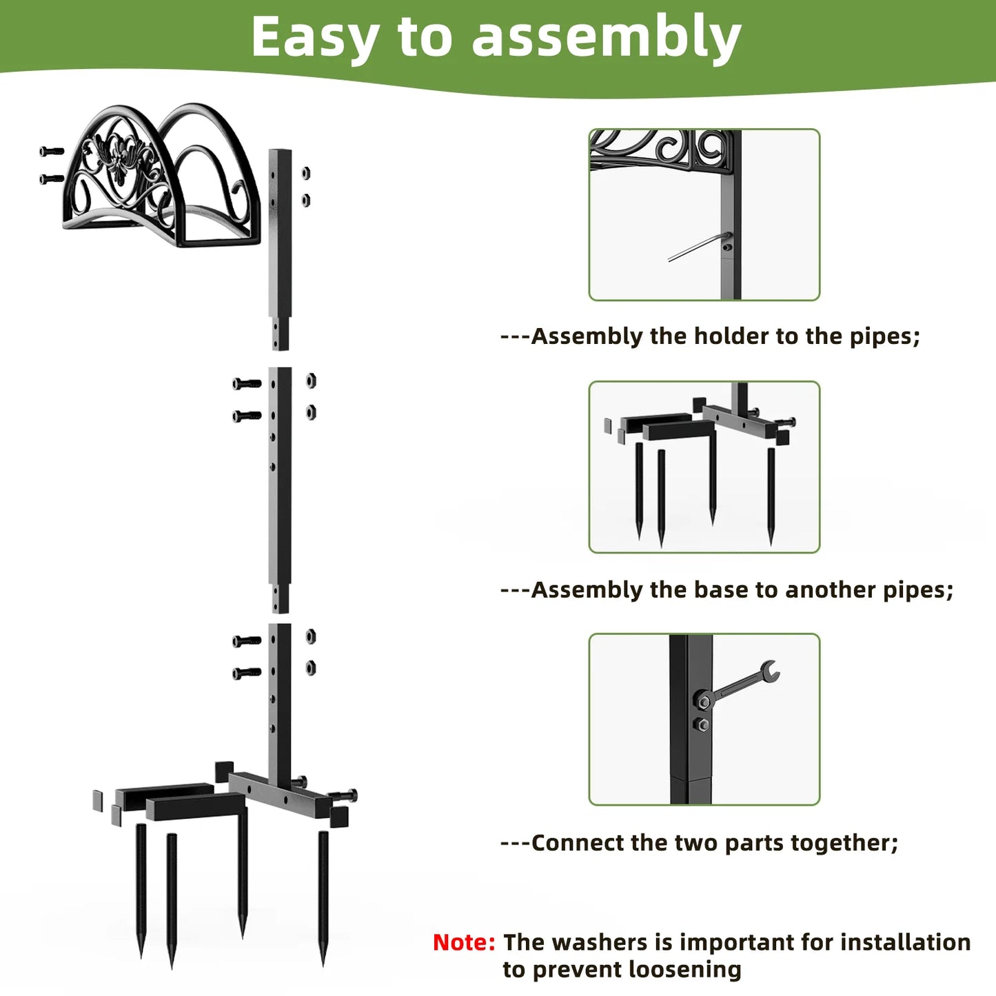 Garden Hose Holder, Freestanding Hose Holder, Detachable Water Hose Holder Holds for Yard & Farm