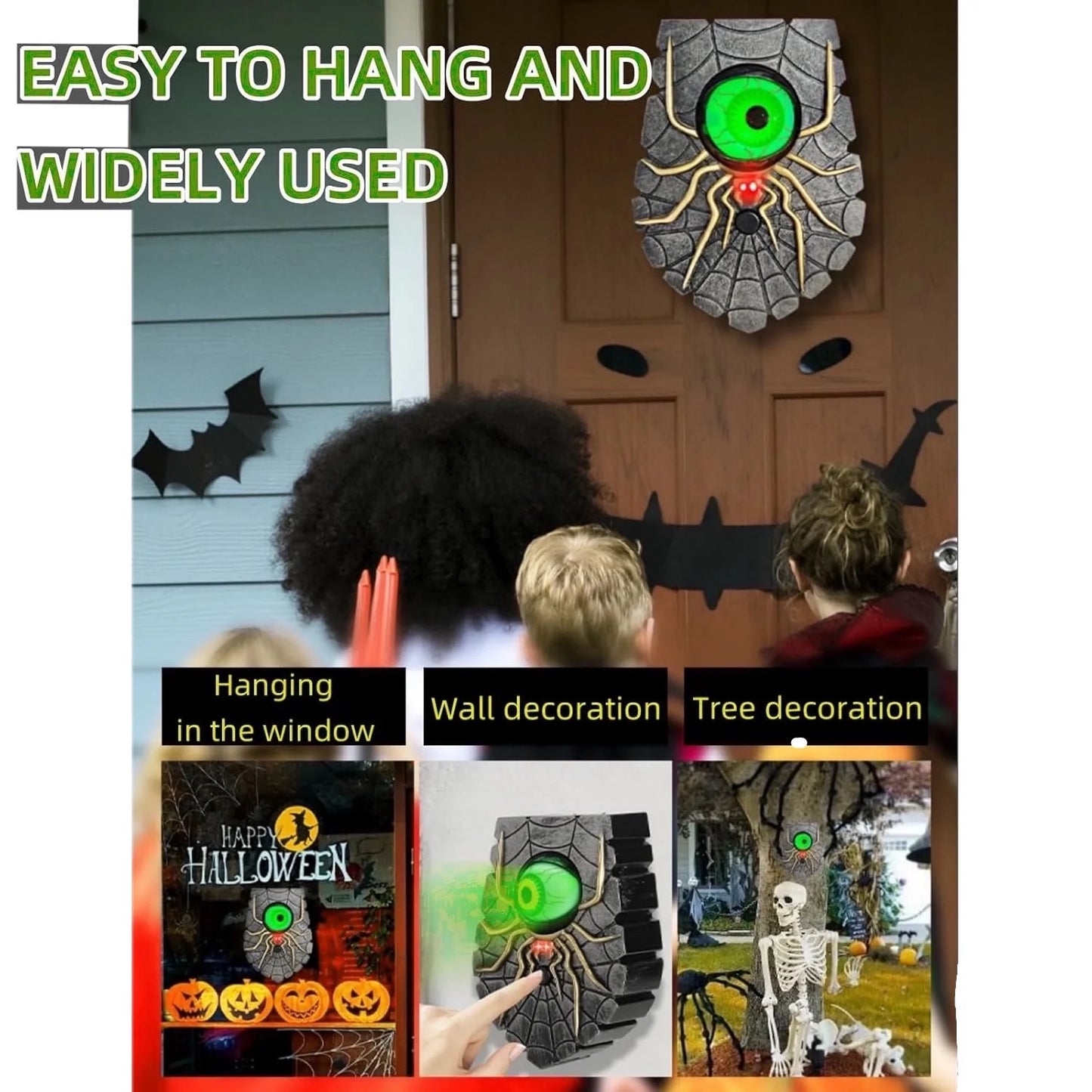 Halloween Doorbell , Outdoor Halloween Spider Doorbell, Halloween Decor Doorbell with Spooky Sounds