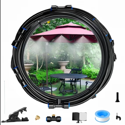 Misting System, misters for patio with 25 Nozzles & Cutter, 66ft pvc Mister